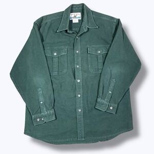 Moose Creek Heavy Flannel Shirt Forest Green Workwear Outdoors Cotton Men's L